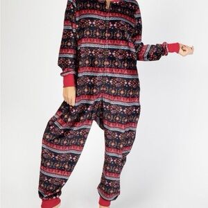Natural Life Fleece Boho Colorful Patterned Onesie Pajama